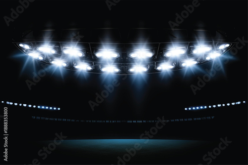 A bright stage lighting setup with a transparent background in 4K resolution