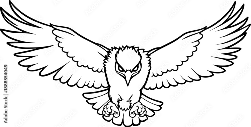 Obraz premium the eagle flies line vector illustration isolated on white background