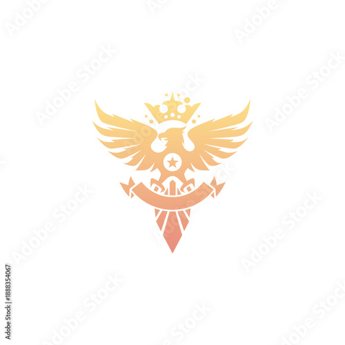 eagle and crown logo on head, logo of an empire