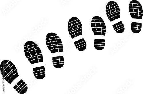 Black shoe prints with grid pattern on white background footprint