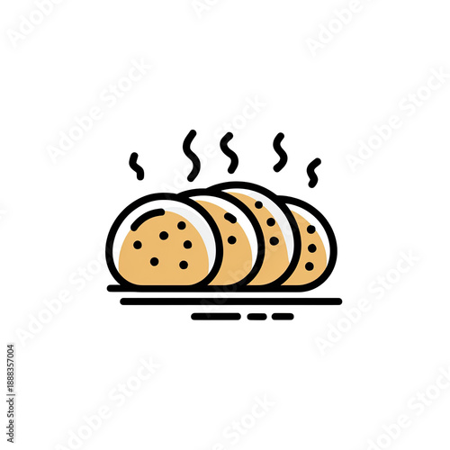 A cartoon image depicts sliced bread with a yellow interior and a white crust. The background is black