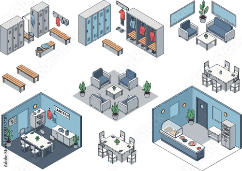 Isometric Office Interior Designs Furniture, Lounges & Dining Areas