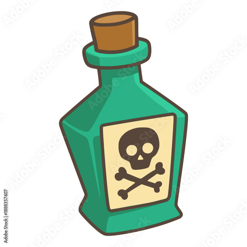 green bottle poison toxic danger flat color vector illustration template design