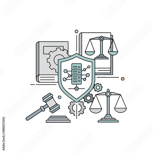 Digital Law and Justice A Shield of Data Protection and Legal Scales