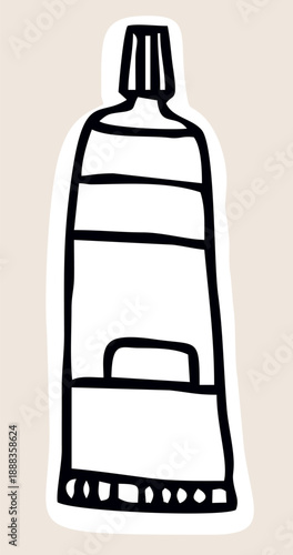 Hand Drawn Paint classical Tube Icon in Doodle Outline Style