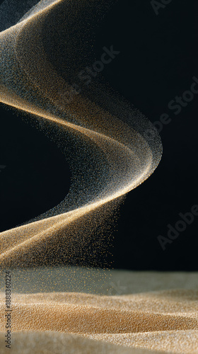 Wallpaper Mural Abstract Golden Particle Wave With Flowing Motion On Dark Background Torontodigital.ca