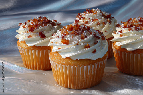 Wallpaper Mural Vanilla Cupcakes With Cream Frosting And Crunchy Topping Torontodigital.ca