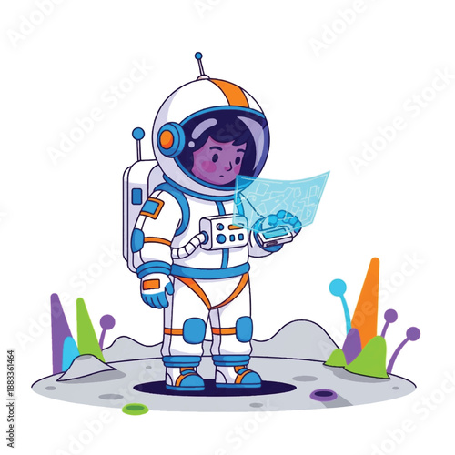Astronaut in white space suit.