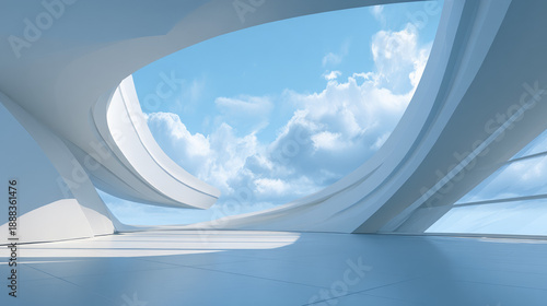 Wallpaper Mural Futuristic White Architecture Interior With Curved Opening And Blue Sky Torontodigital.ca