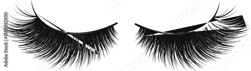 Black false eyelashes silhouette vector illustration dramatic long lashes beauty makeup cosmetic fashion salon glamour isolated design element set