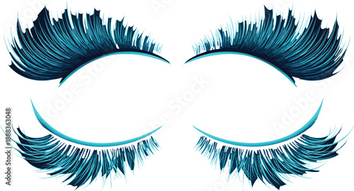 Elegant dramatic false eyelashes vector illustration beauty makeup lash extensions cosmetic fashion glamour isolated design elements set premium luxury style