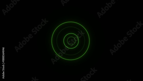 Vibrant green glowing concentric circles creating a ripple pattern on a dark Generate title without using the word 
