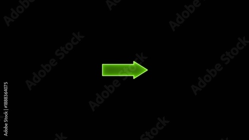 Vibrant green neon arrow pointing to the right against a deep black background with a subtle luminous aura surrounding the sharp, clean Generate title without using the word 
