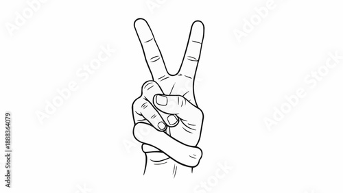 Hand making the peace sign with two fingers up.