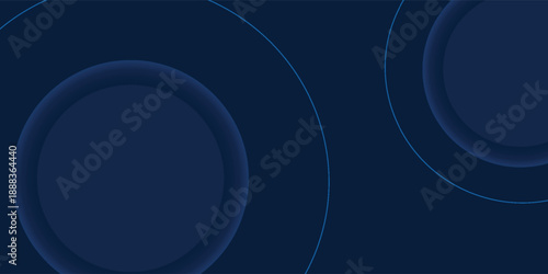 Dark blue 3d circle background with abstract graphic elements for presentation background and web header design. Suit for business, corporate, institution, party, festive, seminar, and talks.