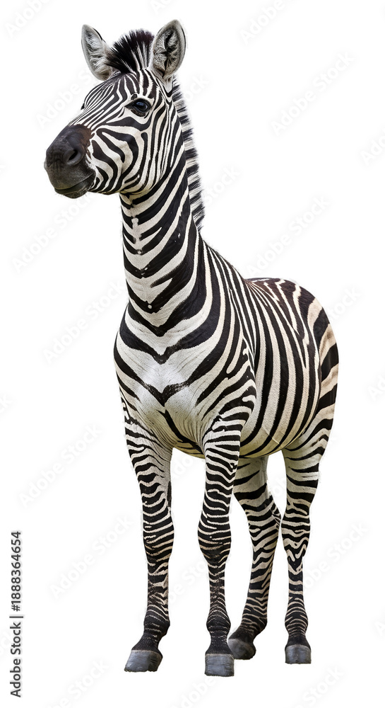 Obraz premium Realistic Zebra Standing on Gray Background Isolated