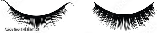 Elegant black eyelash silhouettes set isolated on white background, beauty makeup cosmetic lash extension fashion salon vector illustration
