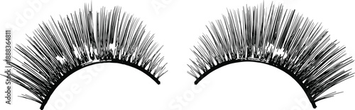Dramatic thick false eyelash extension pair isolated on white background beauty makeup cosmetic glamour salon fashion vector illustration