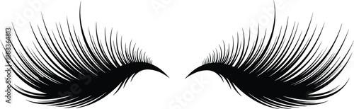 Dramatic winged false eyelash extension pair isolated on white background beauty makeup cosmetic glamour salon fashion vector illustration