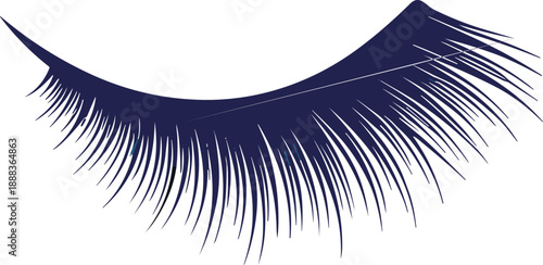 Elegant dark blue single eyelash extension silhouette isolated on white background beauty makeup cosmetic salon fashion vector illustration