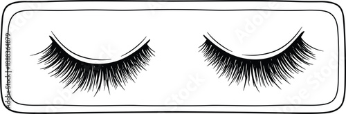 False eyelash extension pair inside rounded rectangle frame isolated on white background beauty makeup cosmetic salon branding vector