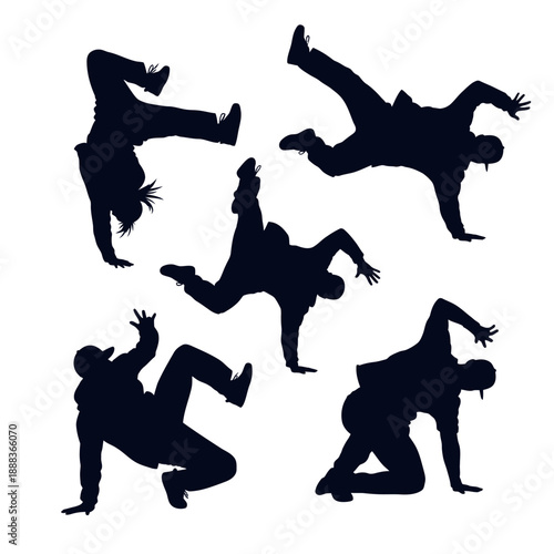 Dynamic Breakdance Silhouettes Set - B-Boying Poses Collection