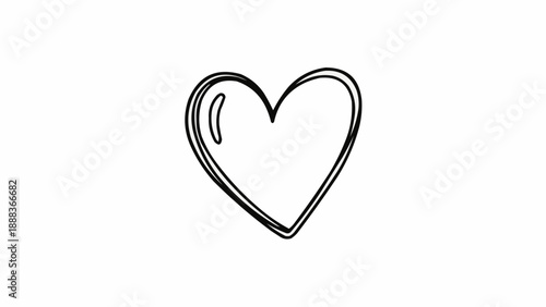 Simple hand drawn heart outline with a glossy effect.