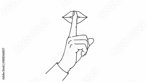 Finger on lips gesture for silence and secrecy illustration.