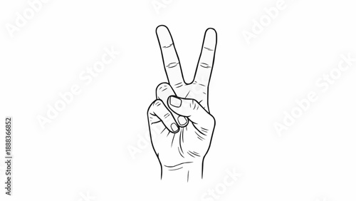 Hand making the peace sign gesture illustration.