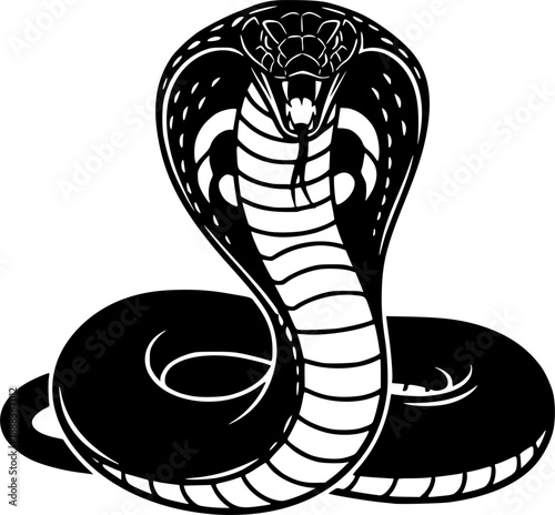 Cobra Snake Vector Silhouette, Venomous Serpent Design, King Cobra Artwork, Wild Snake Illustration, Fierce Cobra Graphic, Tribal Snake Clipart, Deadly Cobra Cricut Design for T-Shirt or Tattoo Art