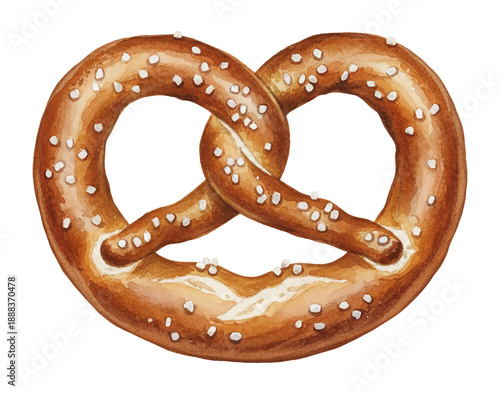 Delicious golden brown salted pretzel bakery snack on a crisp white background illustration fresh baked tasty treat