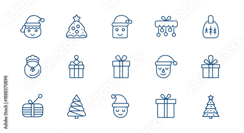 Collection of gardening and fitness icons in linear style for various uses