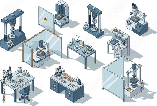 Isometric Lab Equipment Illustration Science and Technology Design