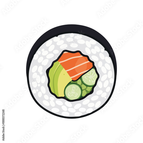 Japanese Sushi Roll Maki with Salmon Avocado and Cucumber Vector