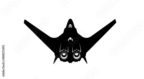 Futuristic Aircraft Silhouette Flying Overhead with Advanced Technology and Sleek Design