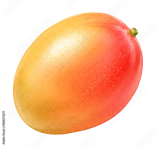Vibrant ripe mango fruit with a smooth skin texture showing yellow orange and red gradient colors