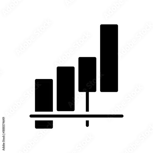 Bullish Japanese Candlestick Chart Icon, Stock Market Growth and Successful Trading Strategy Vector Illustration