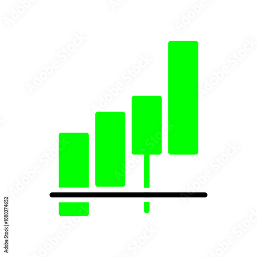 Bullish Japanese Candlestick Chart Icon, Stock Market Growth and Successful Trading Strategy Vector Illustration