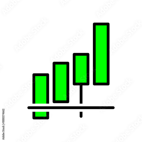 Bullish Japanese Candlestick Chart Icon, Stock Market Growth and Successful Trading Strategy Vector Illustration