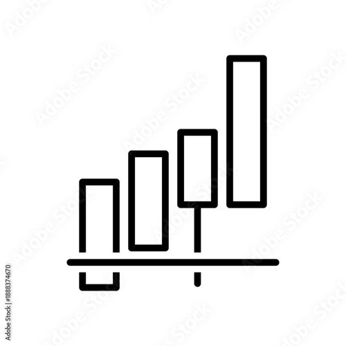 Bullish Japanese Candlestick Chart Icon, Stock Market Growth and Successful Trading Strategy Vector Illustration