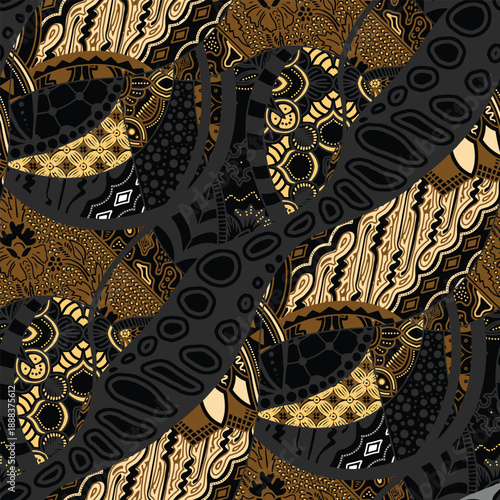 Golden Abstract Organic Swirls Pattern