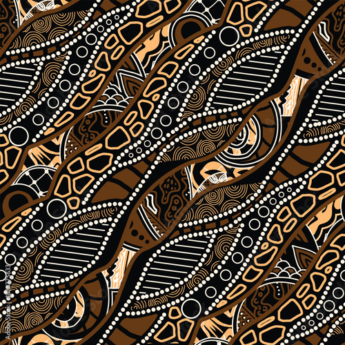 Aboriginal Inspired Wavy Pattern with Earthy Tones