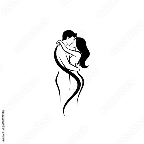 Couple Embracing Each Other Intimately Together.