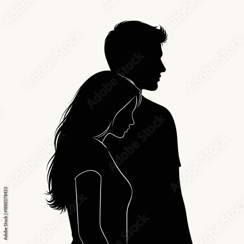 Silhouette of Couple Embracing Each Other.