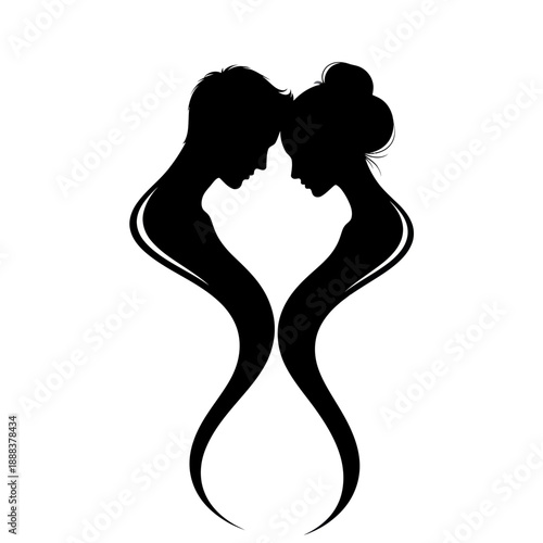 Silhouette of Two Women Facing Each Other.