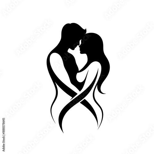 Two Women Embracing Silhouette Illustration.