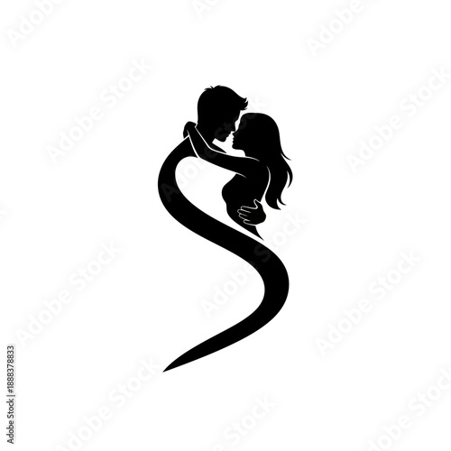 Couple Silhouette Embracing Tender Moment Together.
