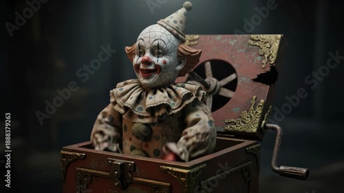 Vintage Jack-in-the-Box Clown Toy Jumpscare Surprise