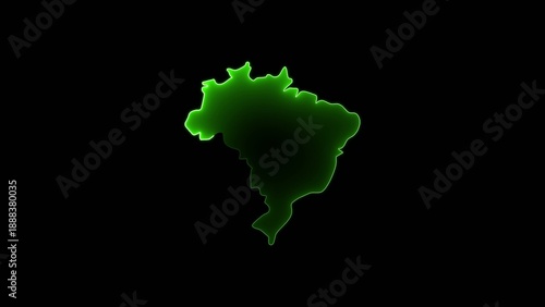 Glowing green map of Brazil with illuminated borders on a Generate title without using the word 