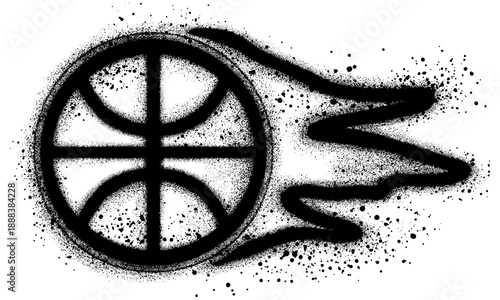 Graffiti basketball icon in urban graffiti style with black spray paint. vector illustration.